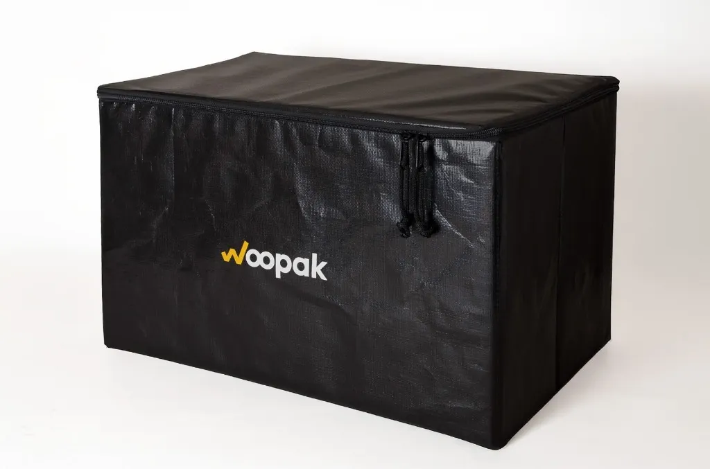 Boîte Navette noire Woopak, emballage industriel réutilisable